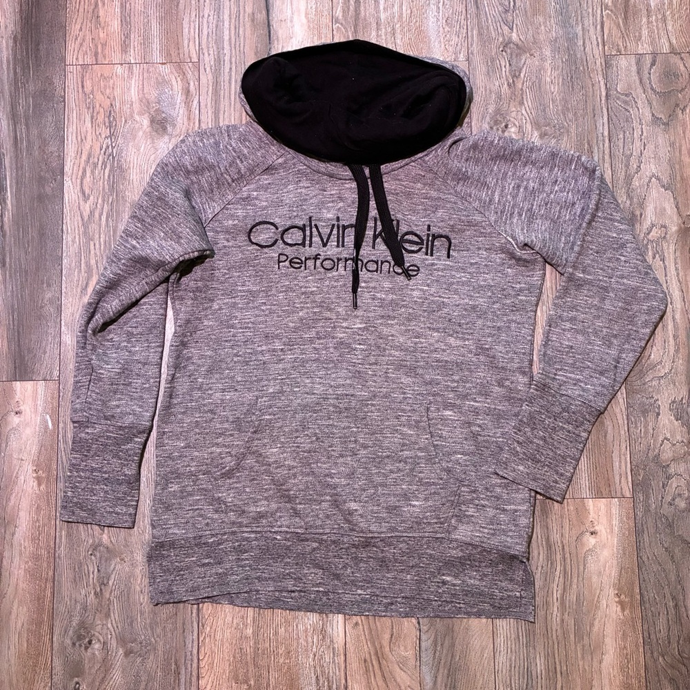 Calvin Klein Gray and Black Performance Hoodie